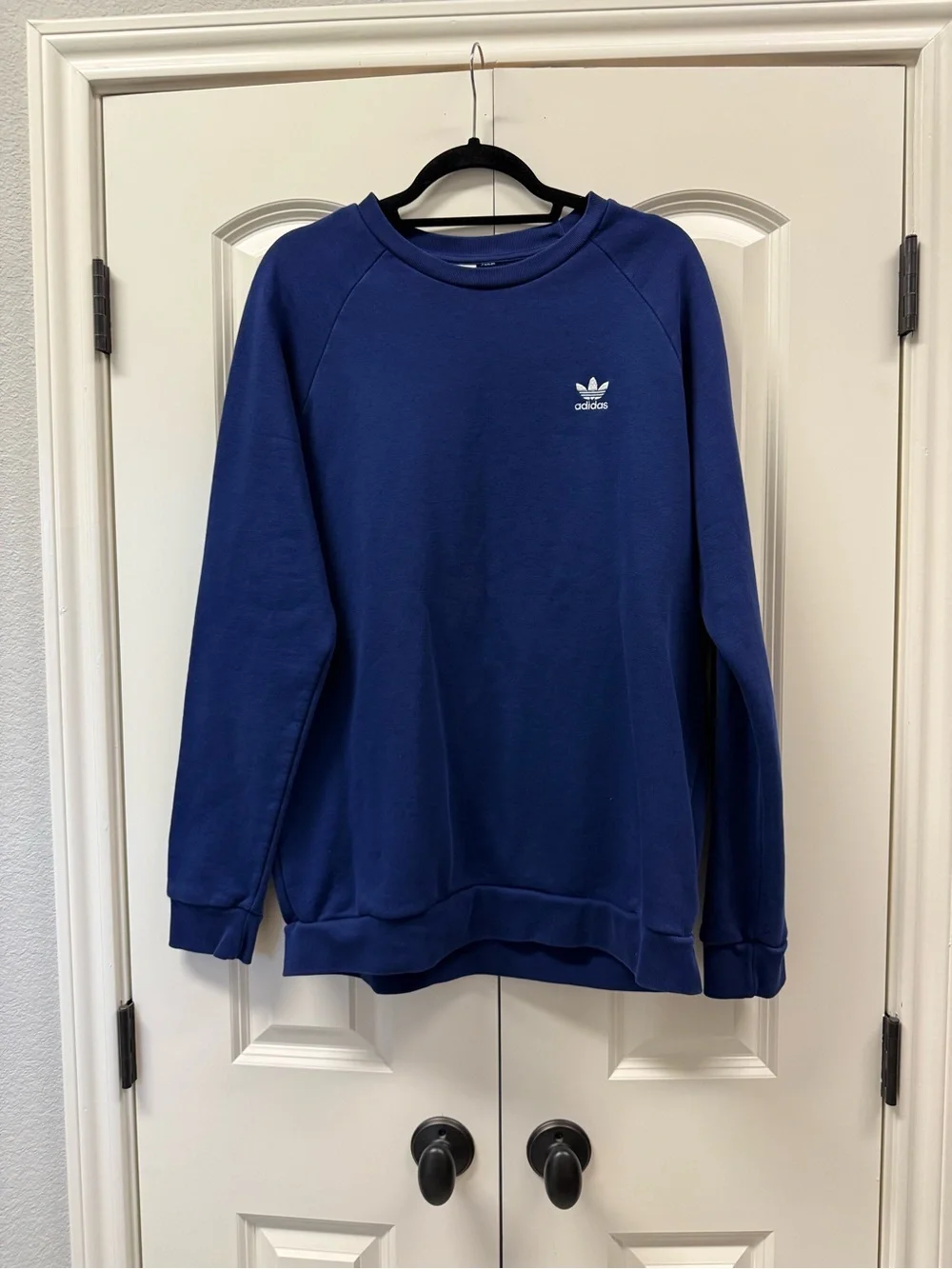 adidas Blue Crewneck Sweatshirt with Trefoil